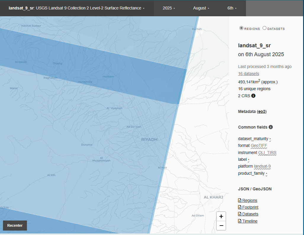 Metadata Explorer Landsat 8 2018.