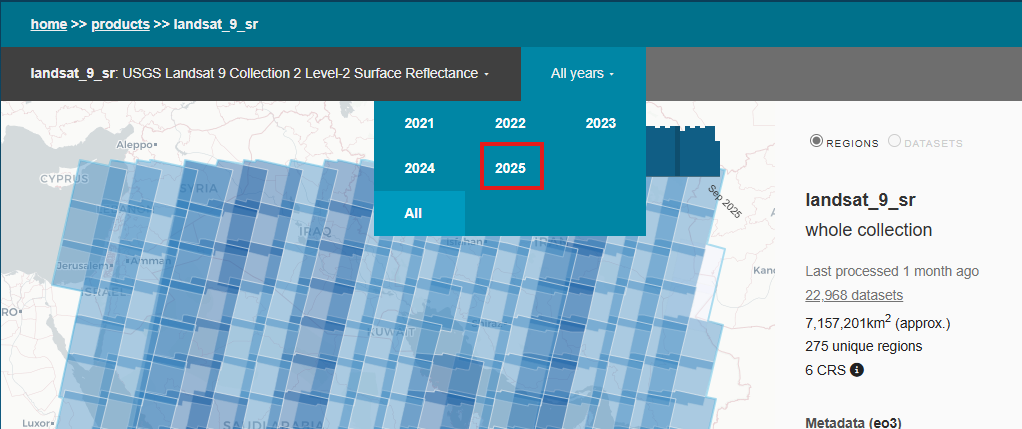 Metadata Explorer Landsat 8 2018.