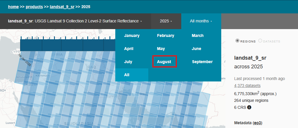 Metadata Explorer Landsat 8 2018.