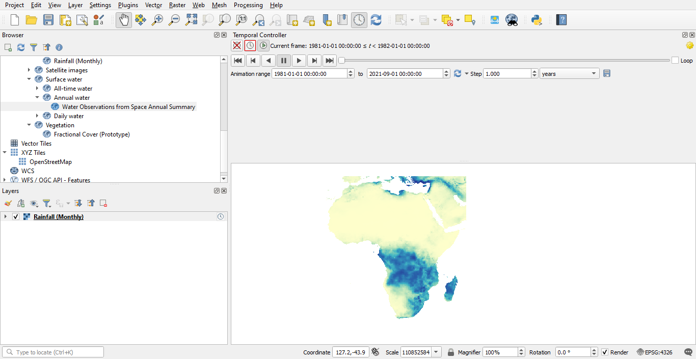 QGIS - Animated Temporal Navigation - Animation Range