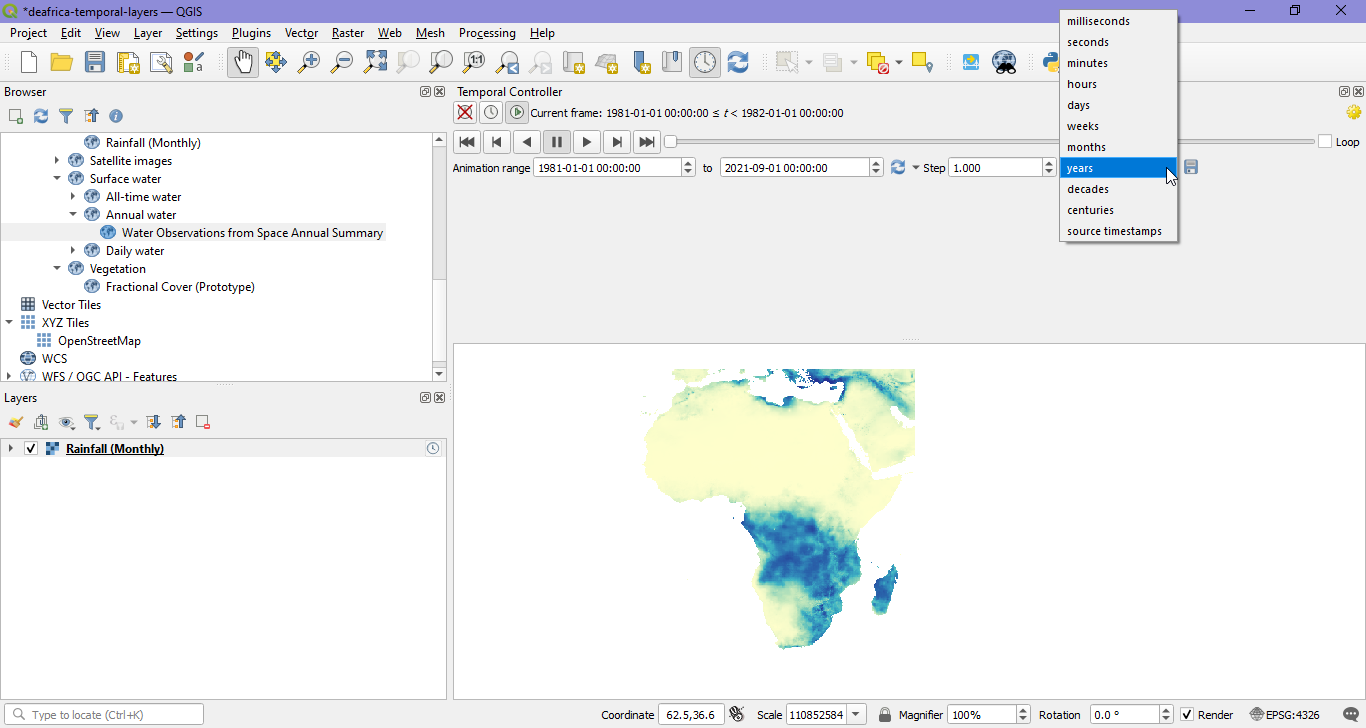 QGIS - Animated Temporal Navigation - Time Step